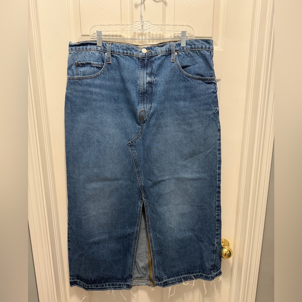 Frame Denim Classic Blue Midi Denim Skirt